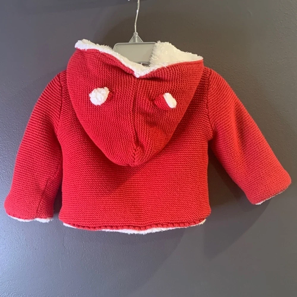 Carter’s Red Knit Baby Jacket with White Trim size 12M